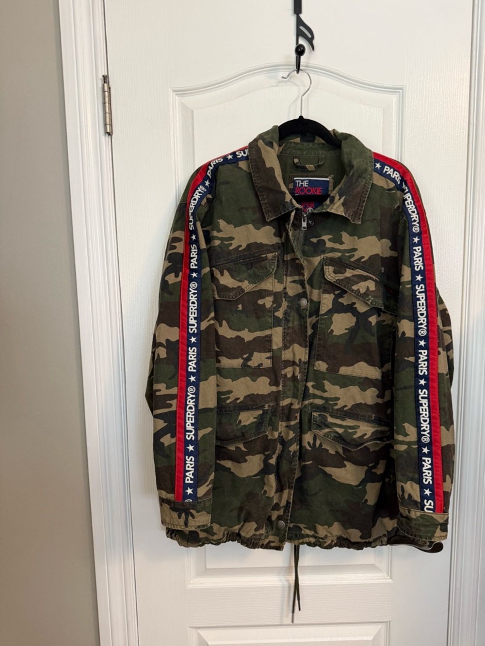 Superdry Camo Field Jacket with Branded Sleeve Tape - Green